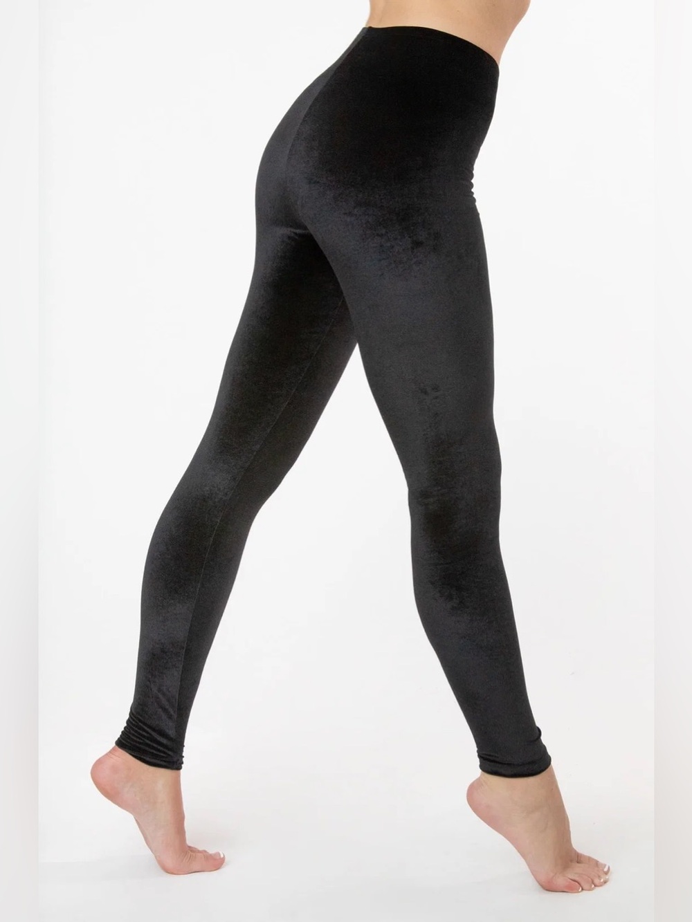 American Apparel High Waisted Black Velvet/Velour Leggings 2010s Y2K Tumblr L
